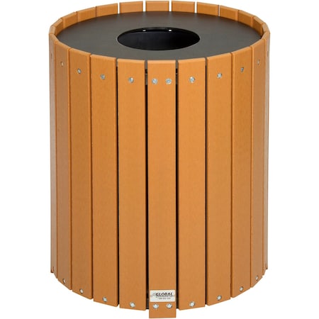 Global Industrial Recycled Plastic Round Trash Can With Liner, 32 Gallon, Cedar 641323CD
